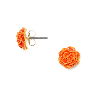 Load image into Gallery viewer, F. HERVAL | Clea Simple Rose Stud Earrings | Coral - LONDØNWORKS