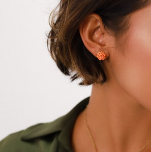 F. HERVAL | Clea Simple Rose Stud Earrings | Coral - LONDØNWORKS