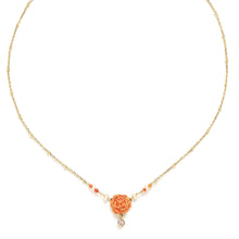 Load image into Gallery viewer, F. HERVAL | Clea Simple Rose Necklace | Coral - LONDØNWORKS
