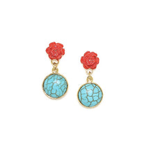 Load image into Gallery viewer, F. HERVAL | Lolita Small Peoni Post Earrings | Turquoise - LONDØNWORKS