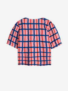 BOBO CHOSES | Multicoloured Check Print Puff Sleeve Buttoned Shirt | Pink - LONDØNWORKS