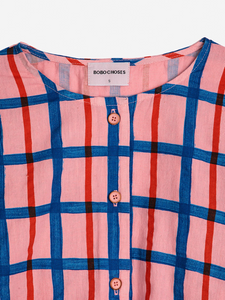 BOBO CHOSES | Multicoloured Check Print Puff Sleeve Buttoned Shirt | Pink - LONDØNWORKS