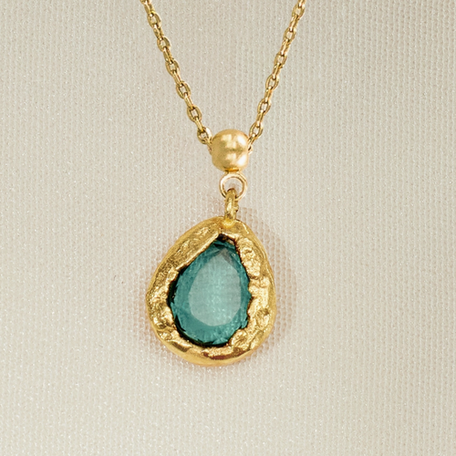 AGAPE JEWELLERY | Lysia Green Charm Necklace | Gold Plated - LONDØNWORKS