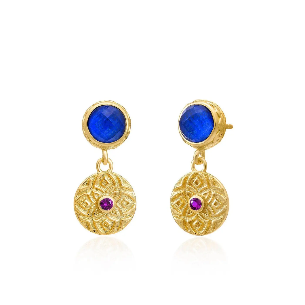 AZUNI LONDON | Pantheon Doublet and Ornate Coin Earrings | Lapis - LONDØNWORKS