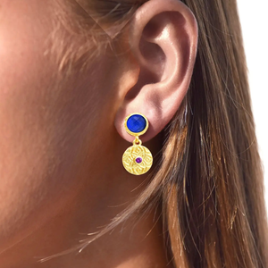 AZUNI LONDON | Pantheon Doublet and Ornate Coin Earrings | Lapis - LONDØNWORKS