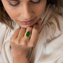 Load image into Gallery viewer, AZUNI LONDON | Teardrop Malachite Cocktail Ring - LONDØNWORKS