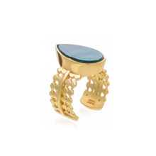 Load image into Gallery viewer, AZUNI LONDON | Teardrop Malachite Cocktail Ring - LONDØNWORKS