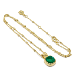 AZUNI LONDON | Tetra Square Gemstone Pendant | Gold and Green Onyx - LONDØNWORKS