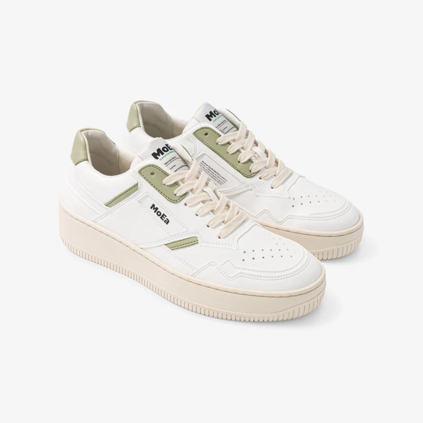 MoEa GEN1 Cactus Vegan Sneakers White Aloe Green - Main Image