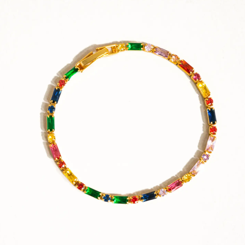 FLANERIE ACCESSORIES | Shiloh Multicoloured Chain Bracelet | Gold