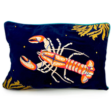 Load image into Gallery viewer, HOUSE OF DISASTER | Lobster Cushion | Navy Velvet