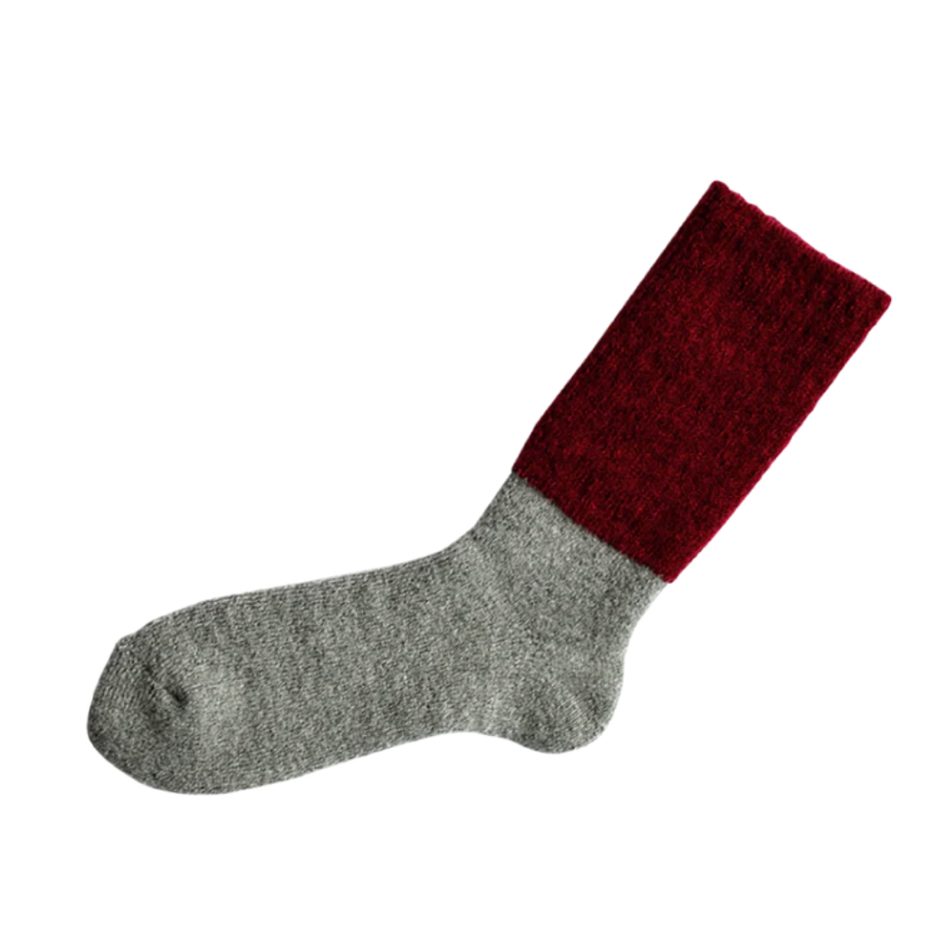 NISHIGUCHI KUTSUSHITA | Oslo Mohair Wool Pile Socks | Bordeaux