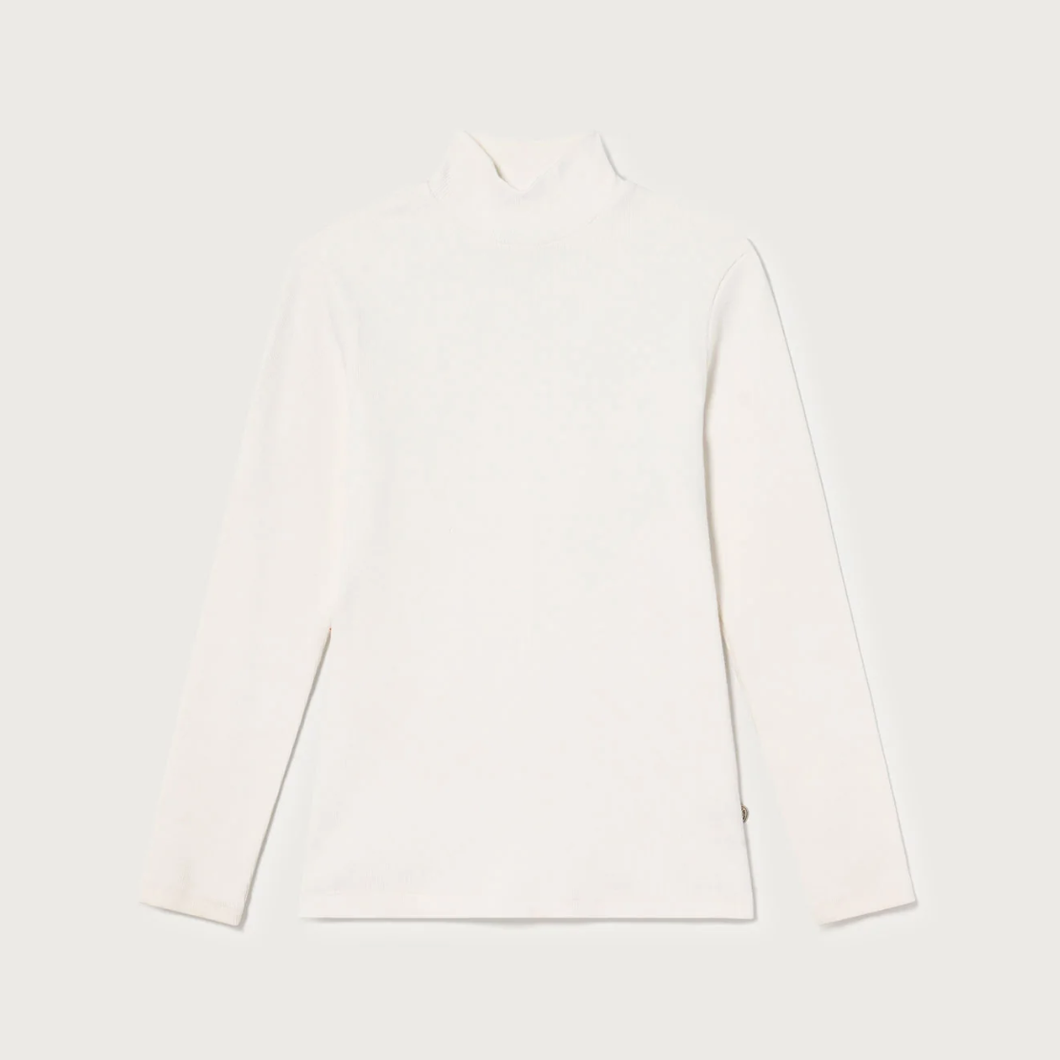 THINKING MU | Aine Rib Long Sleeved Top | White