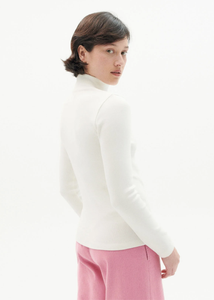 THINKING MU | Aine Rib Long Sleeved Top | White