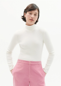 THINKING MU | Aine Rib Long Sleeved Top | White