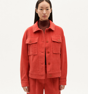 THINKING MU | Frans Corduroy Jacket | Goji Red