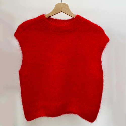 ØST LONDON | Monika Cropped Mohair Vest | Red - LONDØNWORKS