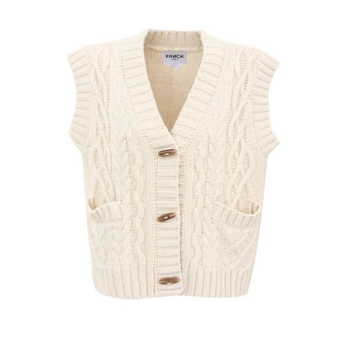 FRNCH | Medea Vest Cardigan | Cream