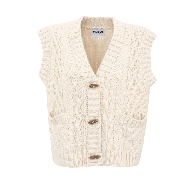 FRNCH | Medea Vest Cardigan | Cream