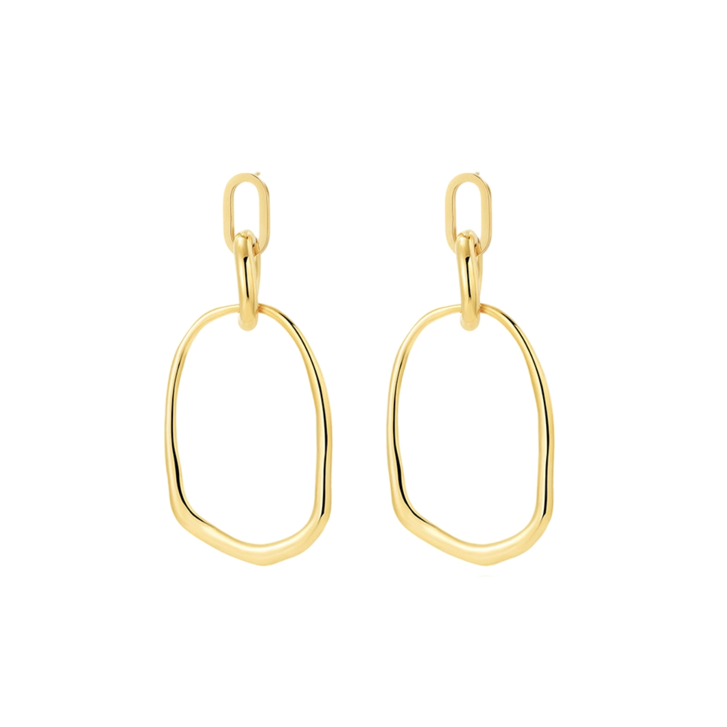 WHITE LEAF | Linked Misshape Hoop Earrings | Gold