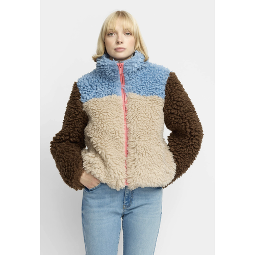 SELFHOOD | 77319 Chunky Block Teddy Jacket | Blue