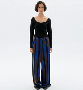 THINKING MU | Totenham Hedda Pants | Blue Stripes