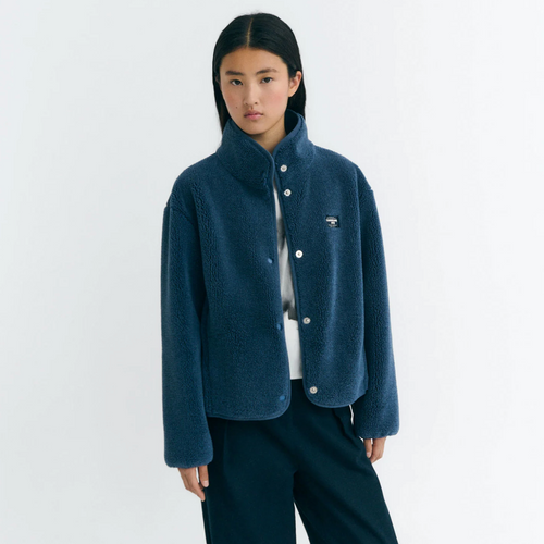 THINKING MU | Kourtney Fleece Jacket | Blue