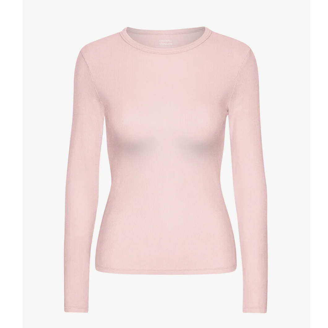 COLORFUL STANDARD | Women Organic Rib Long Sleeve T Shirt | Faded Pink - LONDØNWORKS