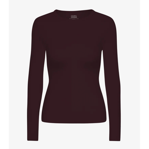 COLORFUL STANDARD | Women Organic Rib Long Sleeve T Shirt | Oxblood Red - LONDØNWORKS