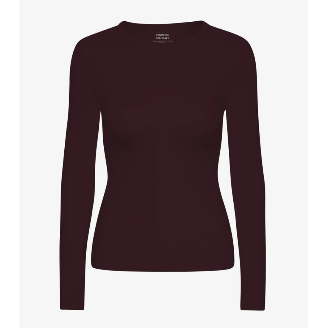 COLORFUL STANDARD | Women Organic Rib Long Sleeve T Shirt | Oxblood Red - LONDØNWORKS