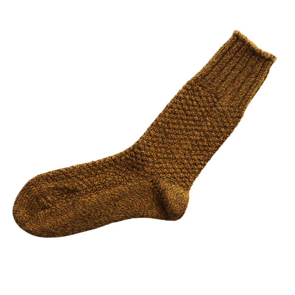 NISHIGUCHI KUTSUSHITA | Boston Wool Cotton Boot Socks | Mustard