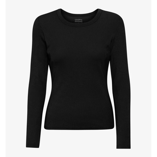 COLORFUL STANDARD | Women Organic Rib Long Sleeve T Shirt | Deep Black