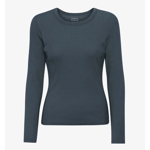 COLORFUL STANDARD | Women Organic Rib Long Sleeve T Shirt | Petrol Blue