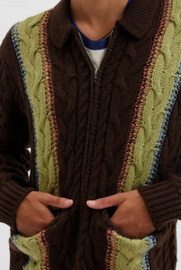 OBEY | Ezra Zip Cardigan | Brown Multi