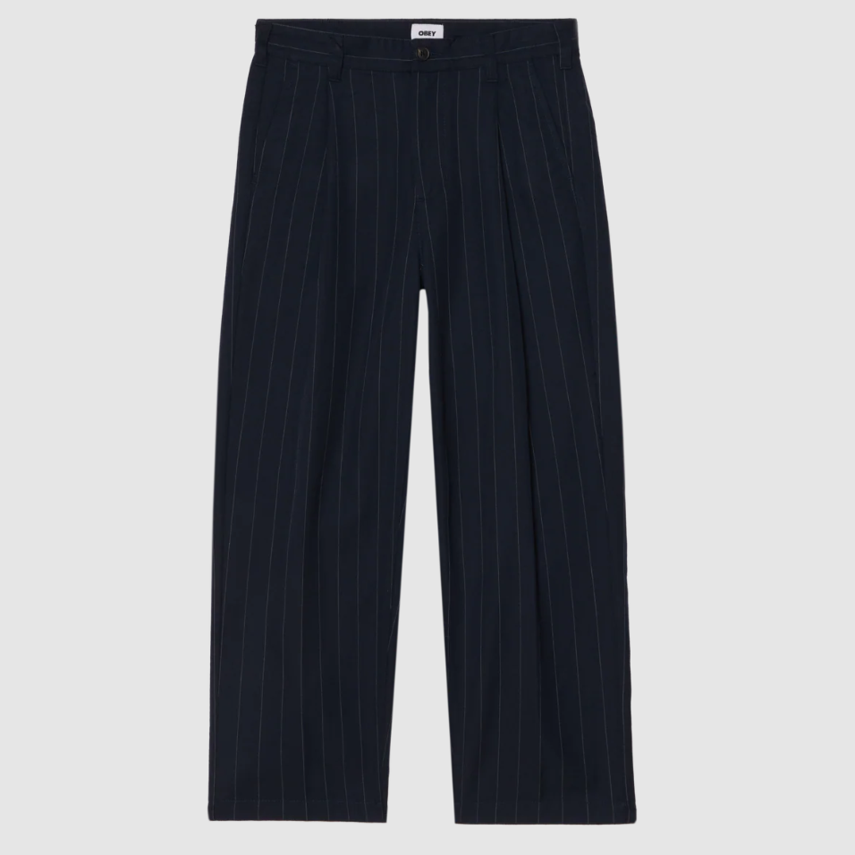 OBEY | Dean Stripe Pleated Pants | Midnight Navy - LONDØNWORKS