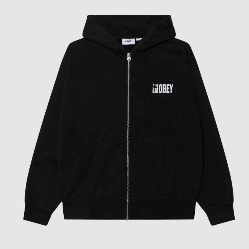 OBEY | Margin Faded Zip Hood | Faded Digital Black - LONDØNWORKS