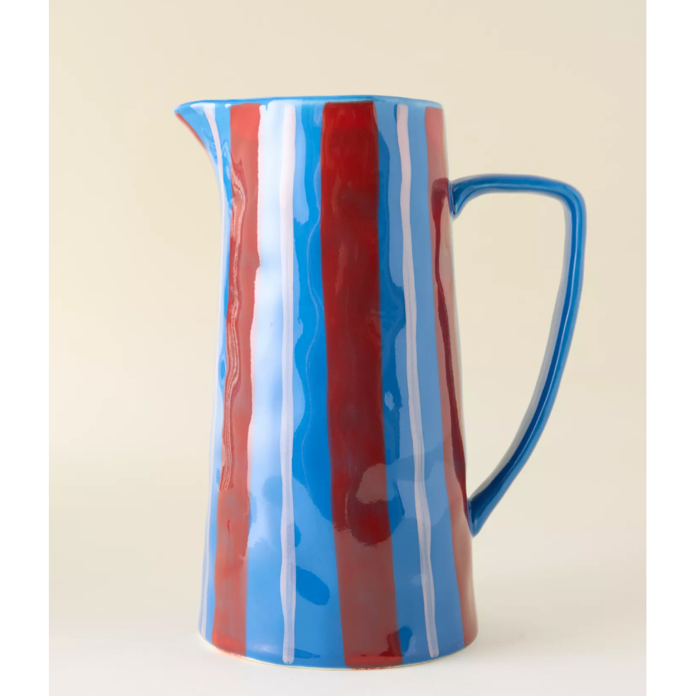 MÆGEN | Striped Ceramic Jug | Blue Red