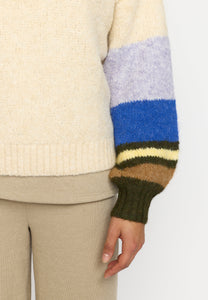 SELFHOOD | 66105 Striped Soft Sweater | Off White Blue
