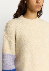 SELFHOOD | 66105 Striped Soft Sweater | Off White Blue