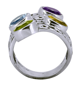 TIRAMISU JEWELLERY | Amethyst Topaz Multi Stone Ring | Sterling Silver