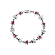 Load image into Gallery viewer, TWOJEYS | Red Enameled Stars Bracelet | Silver