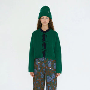 THE TINY BIG SISTER | Tie Detail Cardigan | Dark Green - LONDØNWORKS