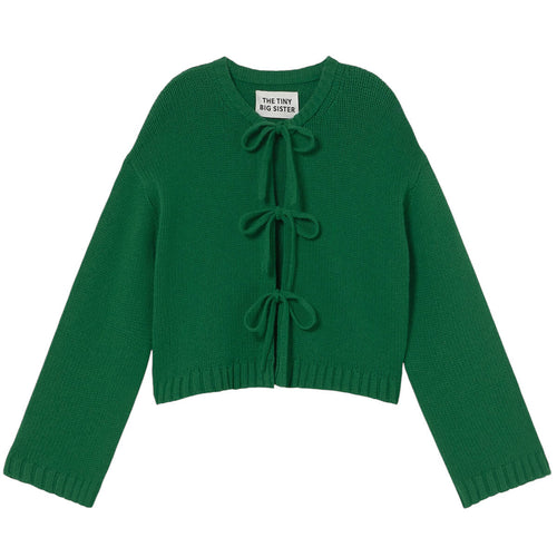 THE TINY BIG SISTER | Tie Detail Cardigan | Dark Green - LONDØNWORKS