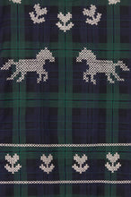 Load image into Gallery viewer, THE TINY BIG SISTER | Embroidered Check Puff Sleeves Blouse | Navy &amp; Dark Green