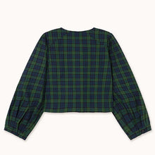 Load image into Gallery viewer, THE TINY BIG SISTER | Green Checks Bow Blouse | Light Navy