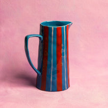 Load image into Gallery viewer, MÆGEN | Striped Ceramic Jug | Blue Red