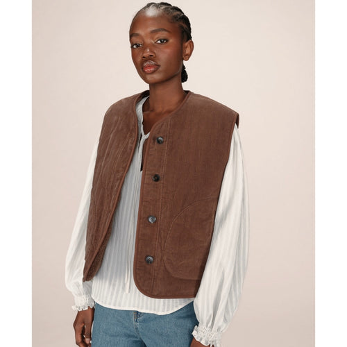 GRACE & MILA | Seth Reversible Jacket Vest | Chocolate - LONDØNWORKS