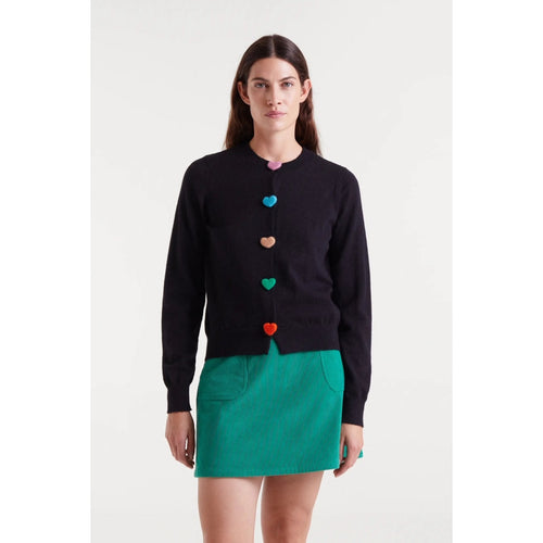 COMPANIA FANTASTICA | Knitted Heart Cardigan | Black - LONDØNWORKS