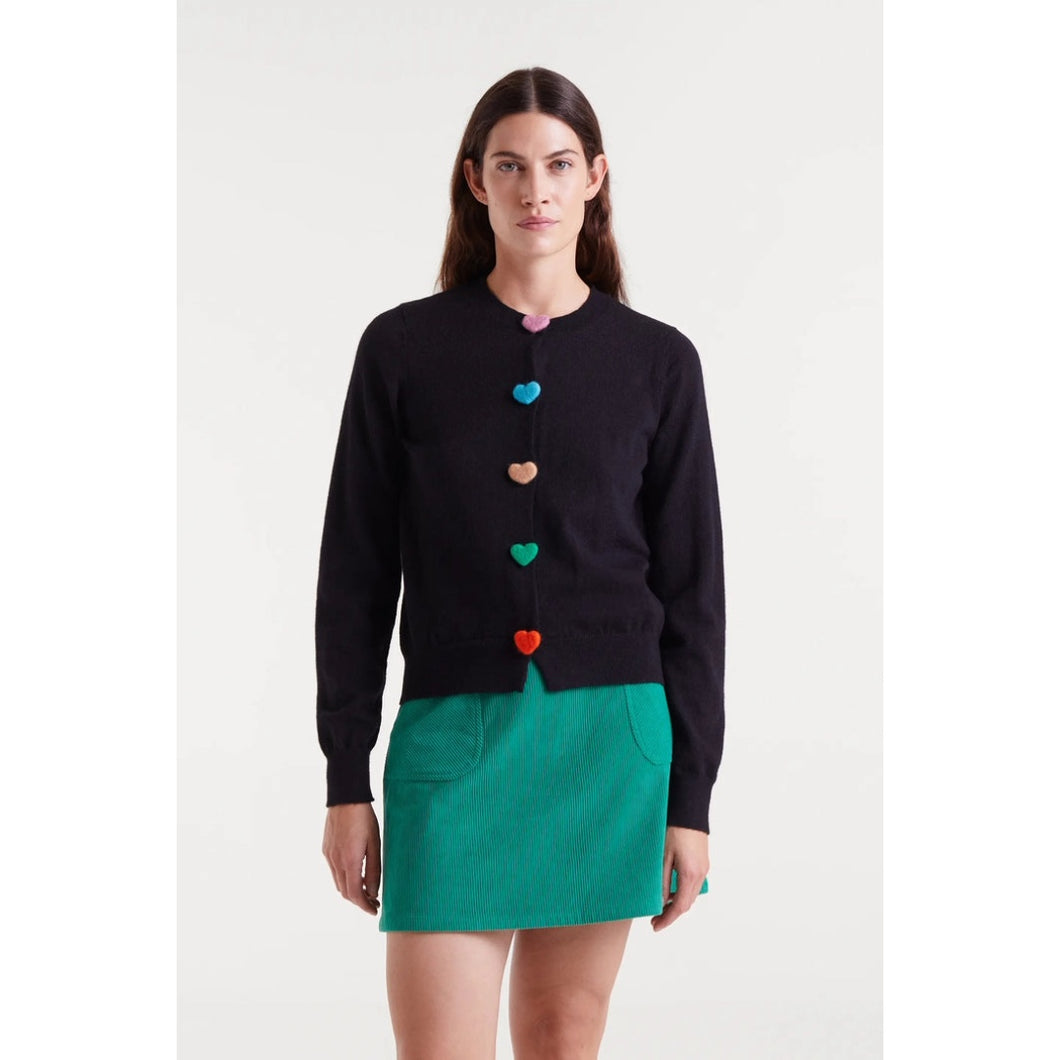 COMPANIA FANTASTICA | Knitted Heart Cardigan | Black - LONDØNWORKS