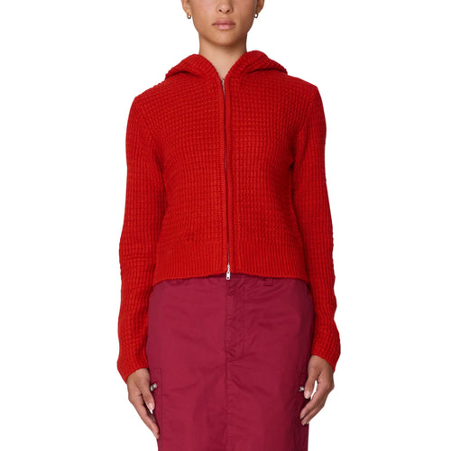 OBEY | W Glenda Hood Zip Sweater | Tomato